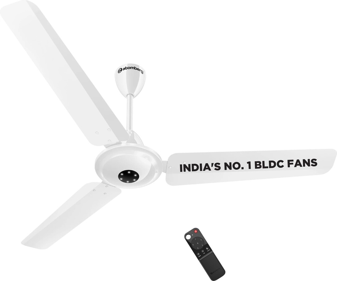Atomberg Efficio Alpha|India's No.1 BLDC Fan| High Air Flow|LED Speed Indicator (5 Star | Gloss White | Pack of 1)