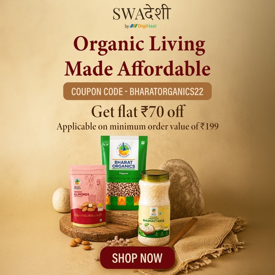 Flat ₹70 Off on Bharat Organics Products via DigiHaat — Use Code BHARATORGANICS22 (Min Order ₹199)