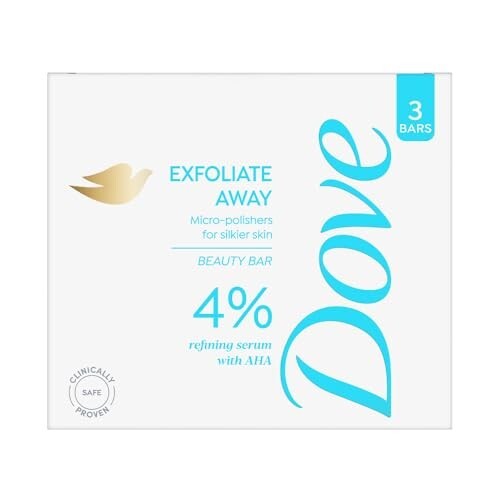 Dove Exfoliate Away Serum Beauty Bar | 4% Refining Serum + AHA  (125g x 3)