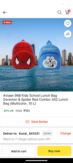 Kids School Lunch Bag Doremon & Spider Red Combo-342 Lunch Bag 