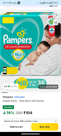Loot :- Diaper Pants - New Born pack of 36