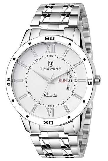 Extra 2% Coupon TIMEWEAR Analog Day Date Functioning Stainless Steel Chain Watch for Men