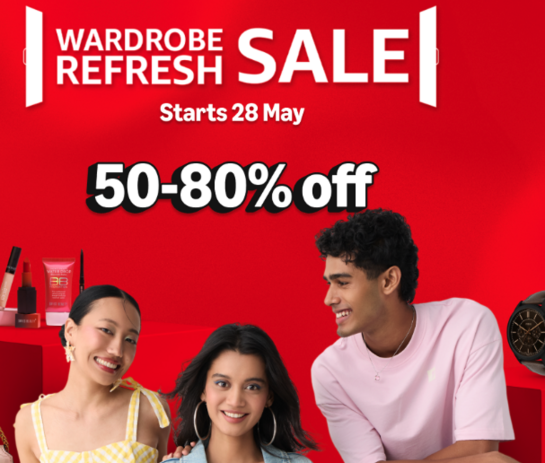 Upcoming Amazon Wardrobe refresh sale ,Up to 80 % off on Fashion & Beauty,10 % Bank Offers , up to 15 % cash backoffers,(Starts 28 May)