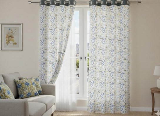 Bazaar : Dekor World Cotton Tribal Door Curtain 2Pc Set (Grey, 42x84")