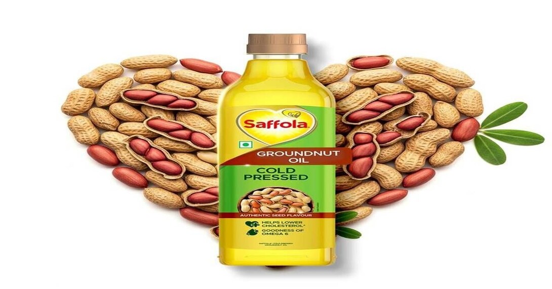 Saffola Cold Pressed Groundnut Oil | 100% Cold Pressed Groundnut Oil 1ltr x 2