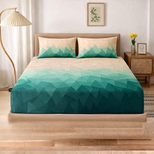 Cotton Elastic Fitted Bedsheets with 2 King Size Pillow Covers - 72 King Sizex78+8 inches 