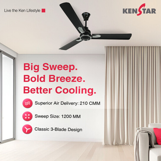 [Flipkart HYPERLOCAL: Bengaluru 560045] Kenstar Snow breeze BLDC fan with 210 CMM airflow | Made in Faridabad, India | 2 Year Warranty BLDC | Matte Black 