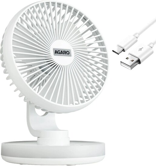 AGARO Alpha Desktop Fan with Light, 4 Inches, 4 Speeds (White)