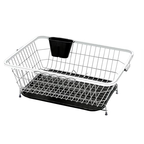 Sulfar Stainless Steel Dish Drainer Stainless-Steel Dish Drying Rack with Drainer Sink Counter Top Dish Drainer Basket Plate Rack (17X22 inch)