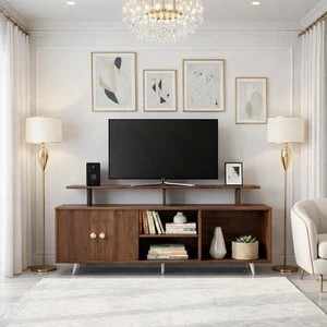 Spyder Home Decore Matte Finish TV Entertainment Unit Stand (Brown, DIY)