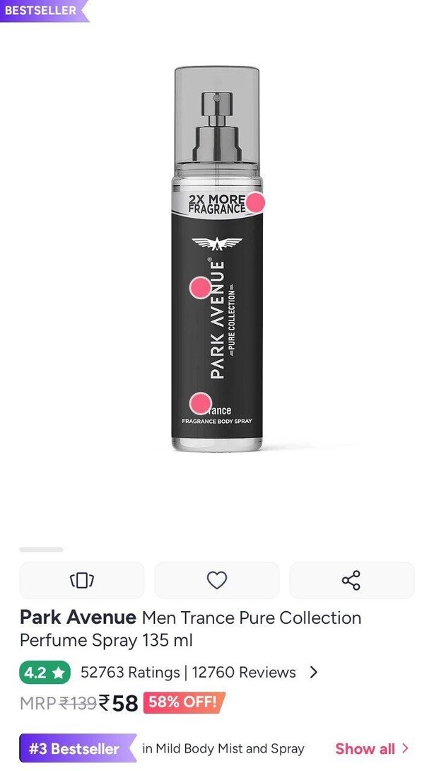 Perfume 58/- on myntra 