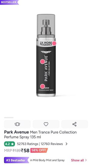 Perfume 58/- on myntra 