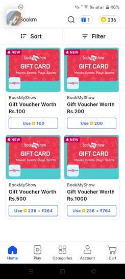 Flipkart - Get BookMyShow Voucher of 100, 200, 500 & 1000 with 100% Super coins