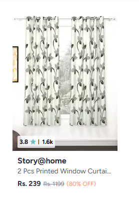 Myntra | Upto 80% Off On Window Curtains (Pack Of 2)