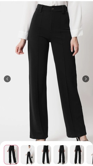 Women Black Relaxed Straight Fit High-Rise Easy Wash Trousers at ₹199