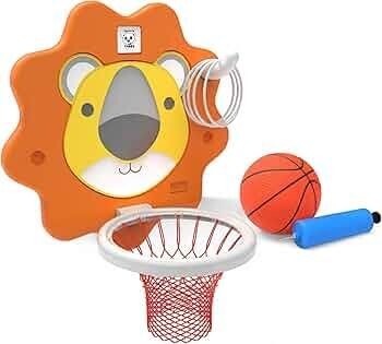 Lion Kids Basketball Hoop & Ring Toss Game Set for 2-5 Years | Wall Mounted Foldable Board with Ball, Pump & Rings | ₹728 (76% off, MRP ₹2999)