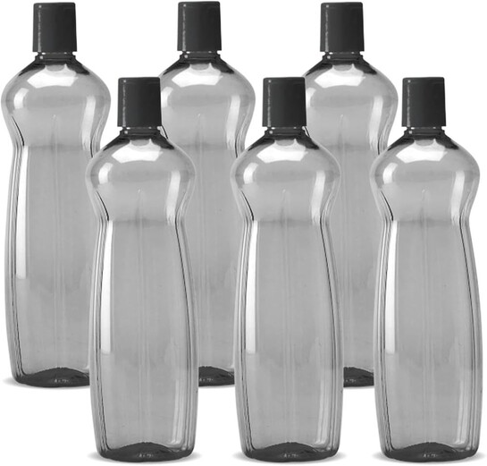 MILTON Pacific Pack of 6 Water Bottles, 1 Litre Each Grey