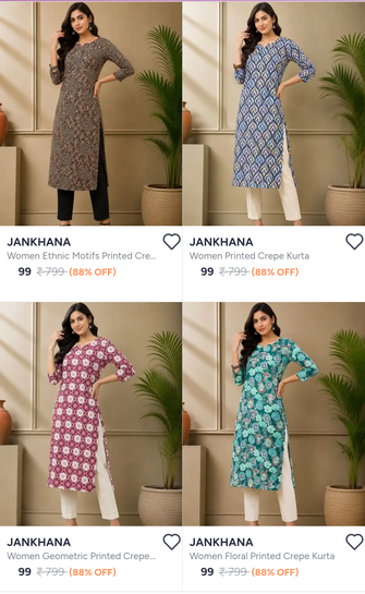Women Kurtas at Rs. 99
