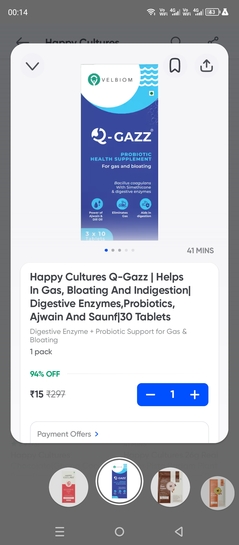 InstaMart - Happy Cultures Q-Gazz @ Rs.15