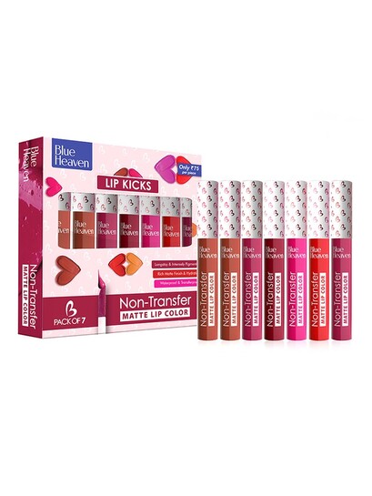 Blue Heaven Set Of 7 Lip Kicks Non Transfer Lip Color 19.6 Ml - Lipstick