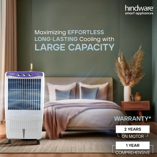 Hindware Smart Appliances 85 L Desert Air Cooler (Lavender and white, Vectra)