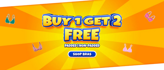 Clovia - Buy 1 Get 2 Free Padded | Non-Padded Bras + Extra Rs. 100 Off