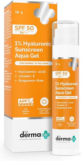 The Derma Co 1% Hyaluronic Sunscreen Aqua Gel SPF 50 PA++++