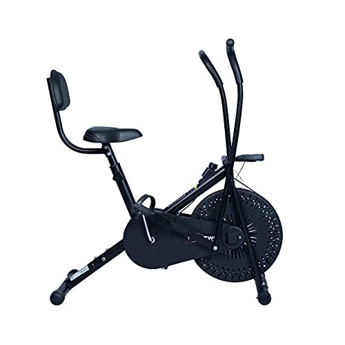 INALSA Air Bike Exercise Cycle Indoor Bike | Cardio Home Workout | Multi Position Handle Grip | Height Adjustable Seat | Cushioned Back Rest | Black