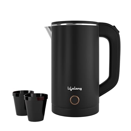 Lifelong Electric Kettle 0.8 Litre with 2 Cups | 600W  (Black)