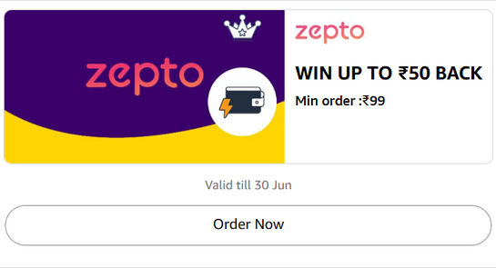 Amazon Pay x Zepto: Cashback upto Rs 50, Min Order Value Rs 99