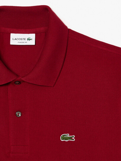 Lacoste L12.12 polo collar (maroon coloured) classic fit t-shirt