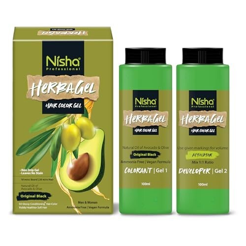 Nisha Herba Care Hair Colour & Beard Colour Gel 200ml (100ml Colorant + 100ml Developer)