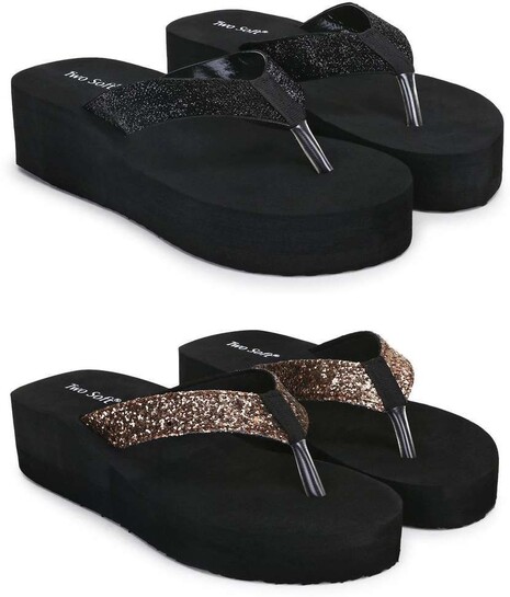 TWO SOFT Combo Pack Of 2 Women Slipper Stylish Casual Light & Soft Comfortable Daily Wear Slippers