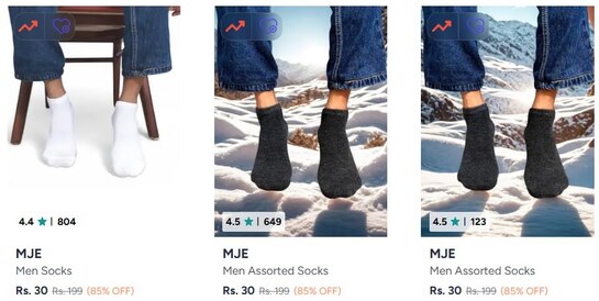 Myntra - Mje Socks Starting From ₹30