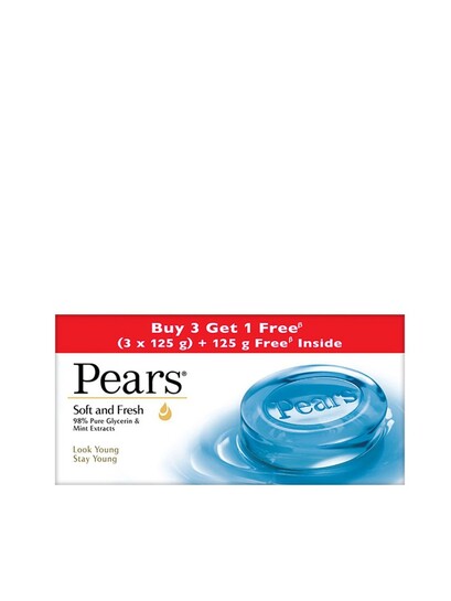 Pears Set Of 4 Soft & Fresh Glow Original Glycerin Soap Bar 125 G Each 