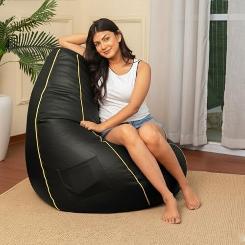 Sattva Faux Leather Classic XXL Bean Bag Filled with Beans
