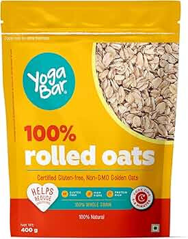 Yogabar 100% Rolled Plain Oats 400G | Premium Golden