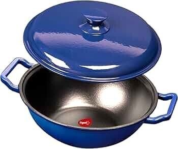 Pigeon By Stovekraft Cast Iron Kadai with Cast Iron Lid 