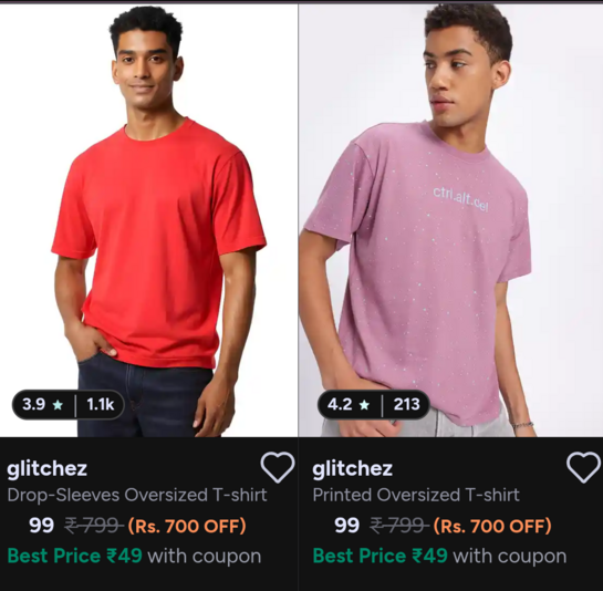 Glitchez T shirts Starts At 99 | For Men