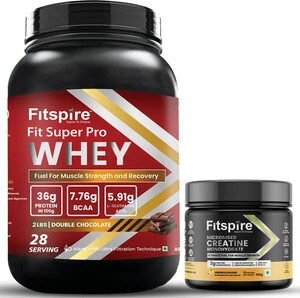 Fitspire Fit Super Pro Whey Protein Double Chocolate & Creatine Monohydrate Powder  1000 g