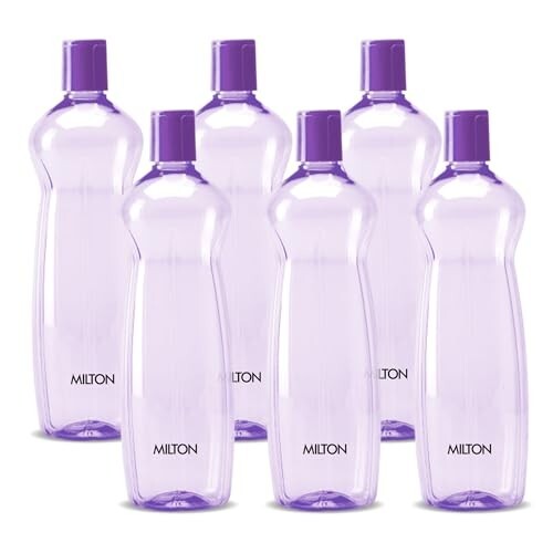 Lowest Price Ever - MILTON Pacific 1000 Water Bottle 1 Litre each, set of 6, Purple I PET Food Grade I BPA Free, Leak Proof