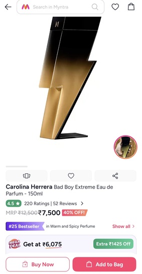 Carolina Herrera Bad Boy Extreme Eau de Parfum - 150ml