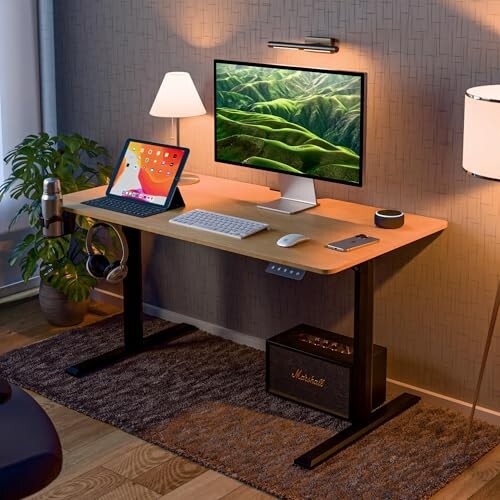 Green Soul Imperium Height Adjustable Table for Office Work (GreyOak,1100 x 600 Top)
