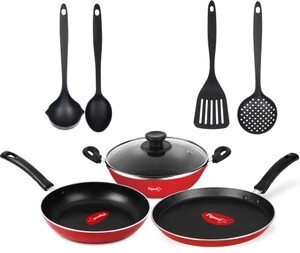 Pigeon Mio Gift Set Non-Stick Coated Cookware Set (Aluminium, 8 - Piece)