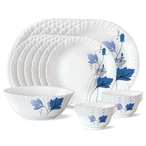 Larah by BOROSIL Fluted Series Ageria Opalware Dinner Set | 19 Piece for Family of 6 | Microwave & Dishwasher Safe | Bone-Ash Free | Crockery Set for Dining & Gifting | Plates & Bowls | White