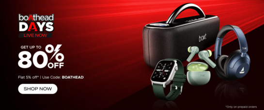 Boat - Boathead Days Live now - Get upto 80% off + Flat 5% off On Prepaid Orders