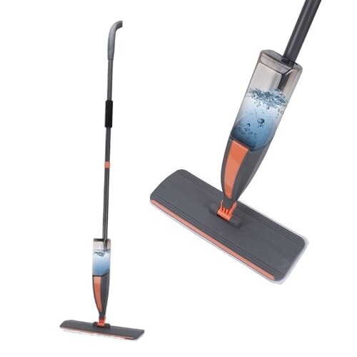 BonKaso Spray Mop with Handle & 420ML Refillable Bottle | 1 Mop Head for Floor Cleaning | Lightweight Wet & Dry for Home, Tiles & Wooden Floors