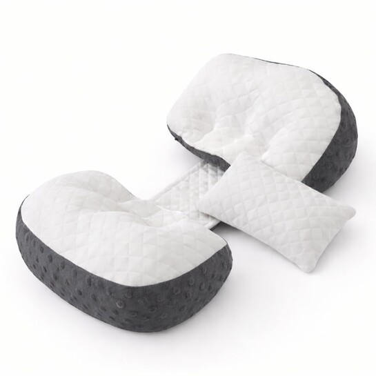 Necxy Pregnancy Pillow Set of 2 | Adjustable Butterfly Design | Belly Support | White Grey