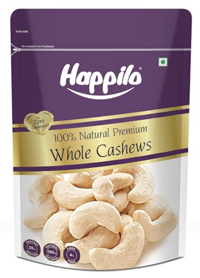 [Now] Happilo Premium Natural Whole Cashews 1 Kg [location specific]