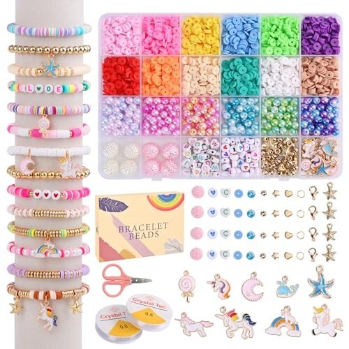 Satmarhz Unicorn Bracelet Making Kit for Girls, Jewellery Making Kit for Kids DIY Bead Set Making, Toys for Girls Age 6-12 Years Old Multicolor